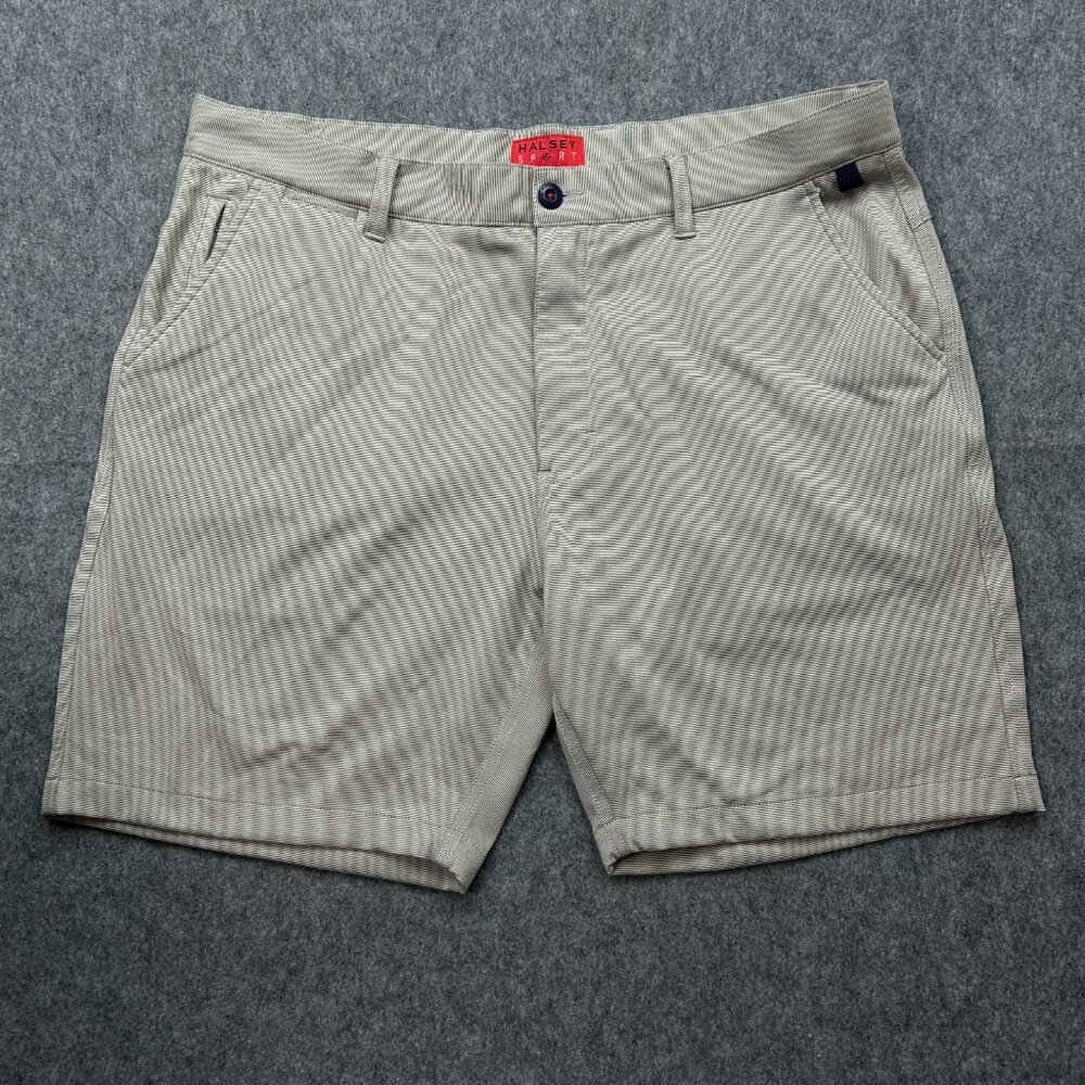 Halsey 44 Breakwater Sport Shorts Men's Size 38 Khaki Striped Classic Fit